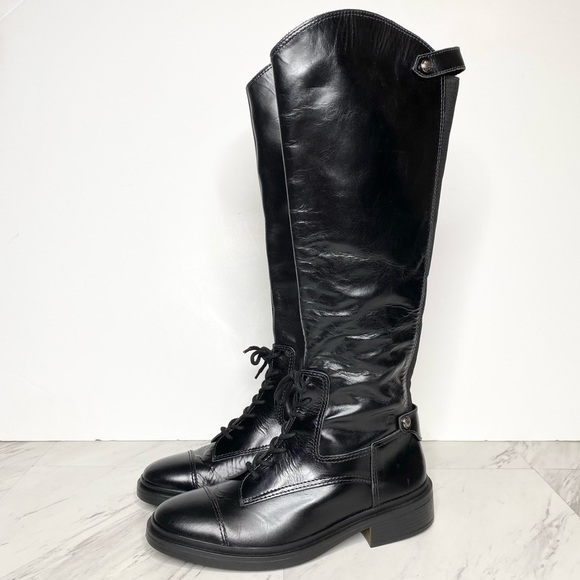 New! Vince Camuto Sirdola Black Leather Tall Boot 8 1/2 M - Picture 1 of 16